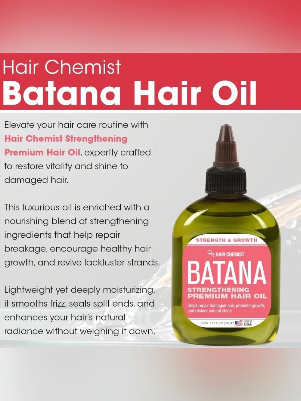Hair Chemist Batana Strengthening Shampoo& Conditioner plus Oil Set -NEW IN BOX